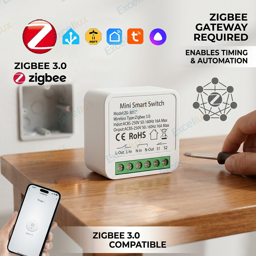 Home Automation Diy - สวิตช์อัจฉริยะขนาดเล็ก 16A Zigbee 3.0 แบบ DIY