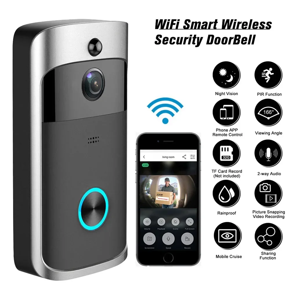 Smart Doorbell Wired - 720P HD สมาร์ทโฮมไร้สาย WIFI กล้องออดประตู วิดีโอรักษาความปลอดภัย