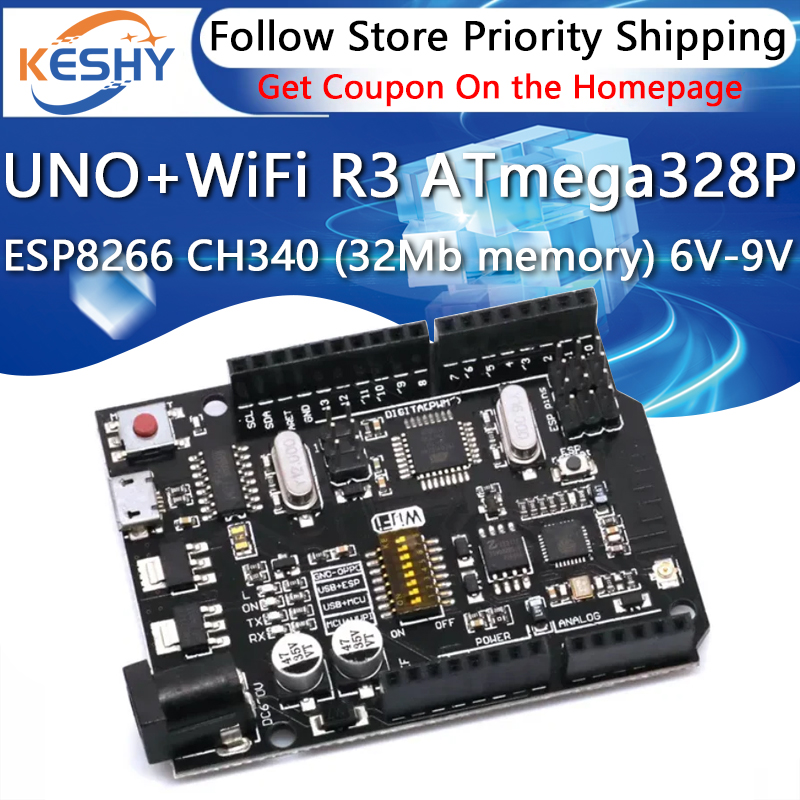 UNO + WiFi R3 ATmega328P + ESP - Esp8266 Nodemcu Board บทวิจารณ์และราคา